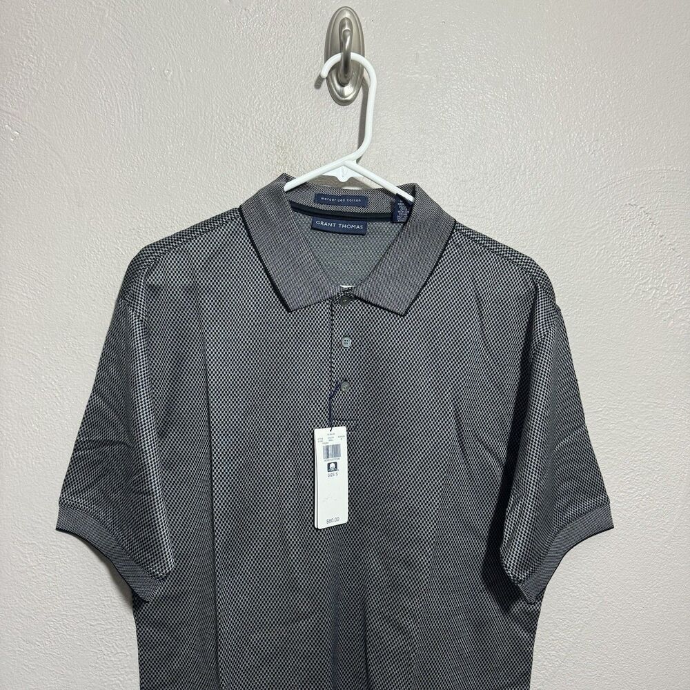 Grant Thomas Mens Golf Polo Shirt Sz S Gray Short Banded Sleeves NWT Cotton - Picture 2 of 5